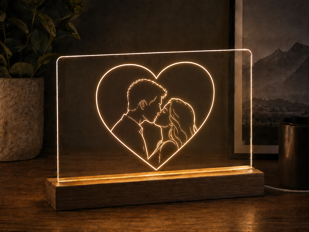 LED Acrylschild – Zwei Menschen im Herz