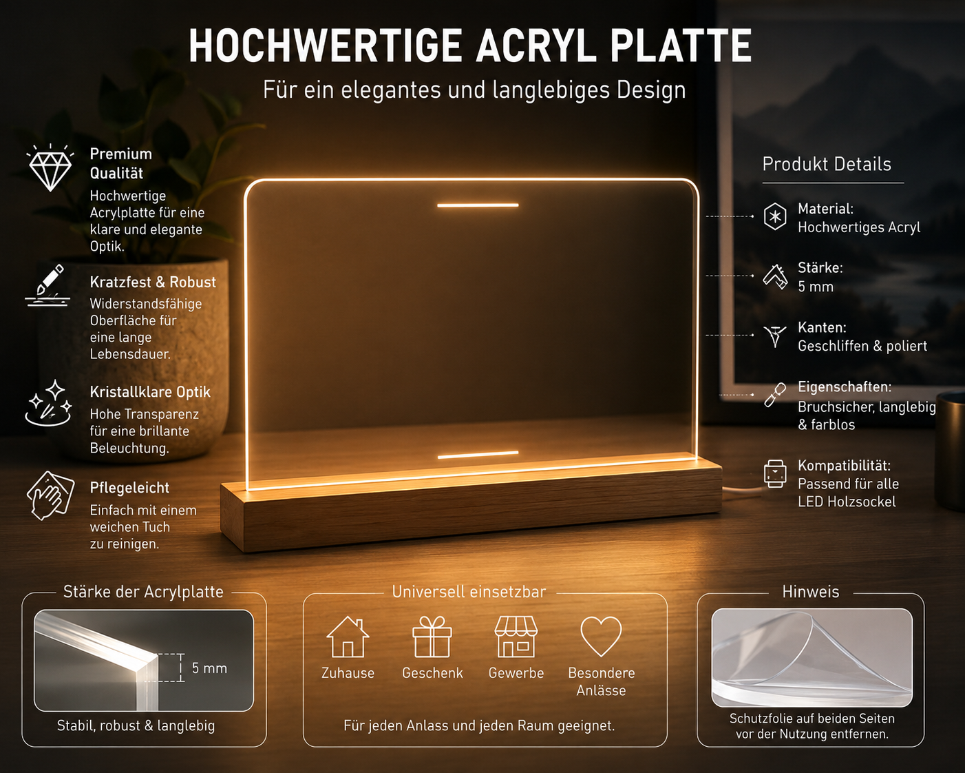 LED Acrylschild "Eines Tages wirst du das erreichen, wofür du heute kämpfst" – Motivations-Deko